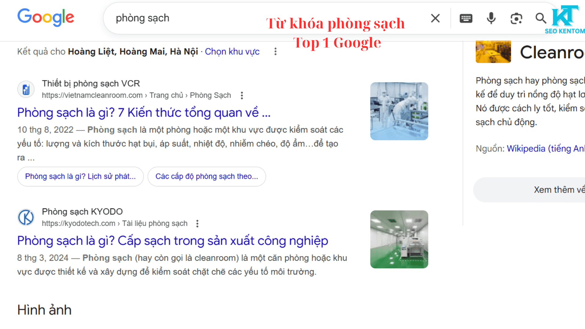 Từ khóa phòng sạch Top 1 Google