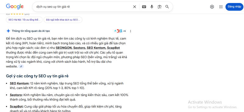 dịch vụ seo uy tín giá rẻ