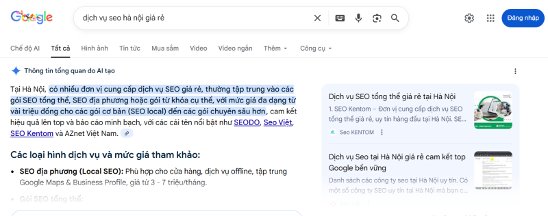 dịch vụ seo hà nội giá rẻ
